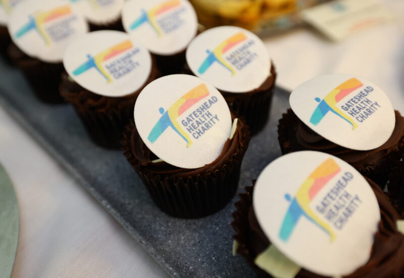 A tray of Gateshead Health Charity cupcakes as part of a charity supported opening