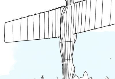 Angel of the North in Gateshead. Line drawing for Gateshead Health