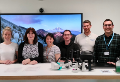 Stroke rehabilitation team experiencing virtual reality